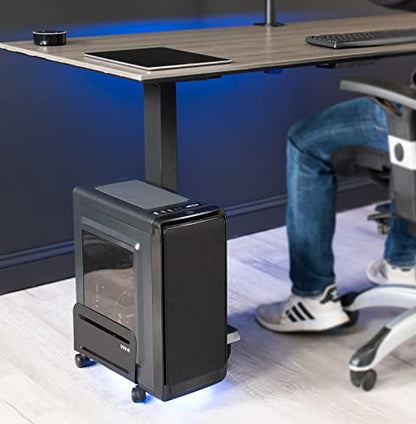 VIVO Large Computer Tower Desktop ATX-Case, CPU Steel Rolling Stand, 7.8 to 14 inch Wide Adjustable Mobile Cart Holder with Locking Caster Wheels, Gaming PC Holder, Black, CART-PC01L - style: Full Tower Cart