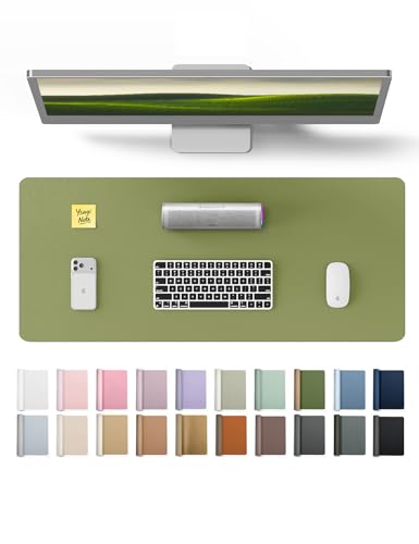 YSAGi Leather Desk Protector, Office Mat, Large Mouse Mat, Non-Slip PU Leather Blotter, Laptop Desk Pad, Waterproof Writing Pad for Office and Home (Green, 23.6" x 13.8") - color: Green, size: 23.6" x 13.8"