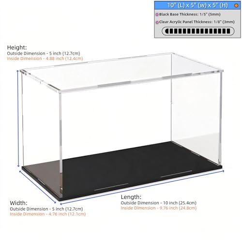 Acrylic Display Case, Clear Acrylic Display Box with Matte Base, Dustproof Collectible Storage Cases, DIY Easy Assembly Showcase for 1: 24 Car Models, Collectibles, 10 x 5 x 5 inch - size: 10 x 5 x 5 inch