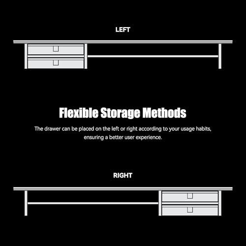 FENSULN Dual‑Tier Monitor Stand Riser with Drawers, Desktop Organizer Shelf Storage for Computer Screen 2 Monitors, Supports for PC Computer Monitor, Printer, Heavy TV Riser Black