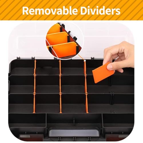 2 Pack Small Parts Organizer, 34-Compartments Hardware Organizer Box, Double Side Storage Case Tools Box with Removable Dividers for Screws, Bolts, Nails, Beads, Jewelry & More