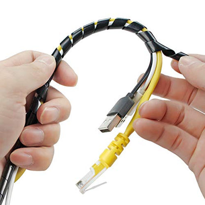 50Ft XHF 1/4" Spiral Cable Wrap 6mm(Wrapping Range:4mm-50mm) Spiral Wire Wrap Cord for Computer Electrical Wire Organizer Sleeve Hose RoHS Black - size: Dia 6MM-Length 15M