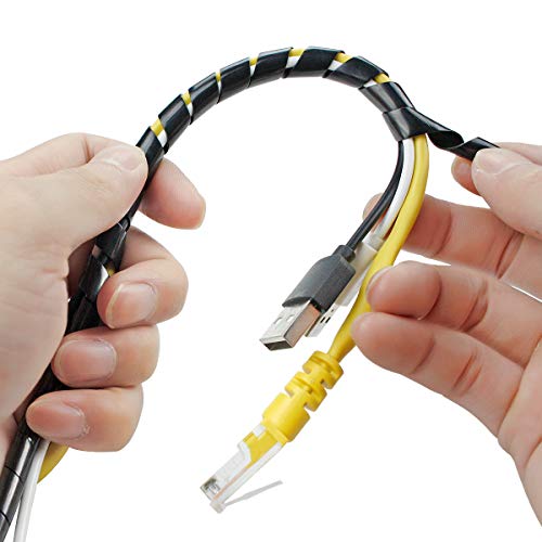 33FT XHF 5/16" Spiral Cable Wrap 8mm(Wrapping Range:6mm-60mm) Cord for Computer Electrical Wire Organizer Sleeve Hose RoHS Black - size: Dia 8MM-Length 10M