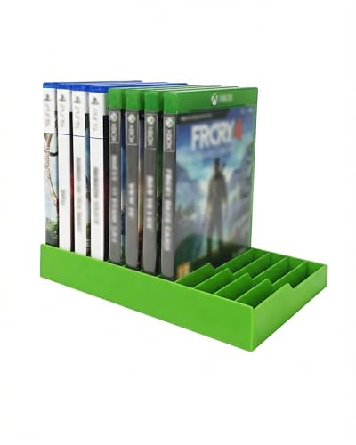 Video Game Storage Tower for PS5 / PS4 / Xbox Series X/Xbox One Game Cases, 12-Disc Capacity DVD & Blu-Ray Organizer Stand, Anti-Slip ABS Desktop Rack, No Assembly Required (1, Green) - color: Green