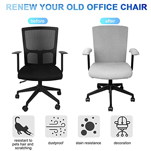 Tallew 4 Pcs Office Chair Covers Set Computer Universal Protective Stretchable Chair Seat Covers Desk Armrest Slipcovers Pads Office Cushion Backrest for Rotating (XL,Silver Gray) - color: Silver Gray