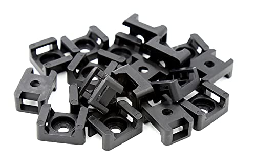 iexcell 100 Pcs Black 9 mm Cable Tie Base Saddle Type Mount Wire Holder - color: Black