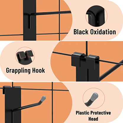 HUHOLE 50 Pack 4 Inch Black Gridwall Hooks Metal Display Hangers | Fits 3 x 3 Inch Wire Grid Panels, 20 lb Capacity Hooks for Retail Store, Craft Fair, Jewelry Rack and Garage Organizer - size: 4 Inch