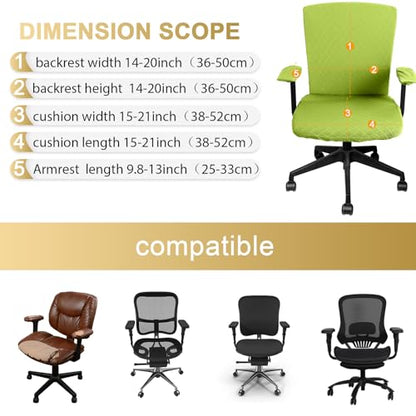 Tallew 4 Pcs Office Chair Covers Set Computer Universal Protective Stretchable Chair Seat Covers Desk Armrest Slipcovers Pads Office Cushion Backrest for Rotating(Lemon Green) - color: Lemon Green