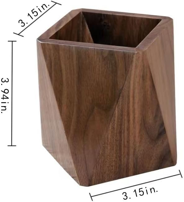 Wooden Pen Holder for Desk, Multi-Functional Pen Cup Pencil Holder for Office School Supplies Storage, Black Walnut Desk Organizer and Accessories（Prismatic） - style: Prismatic