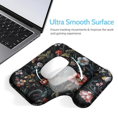 Ergonomic Mouse Pad with Gel Wrist Rest (1"& 1.2" Dual Height) - Mouse Pads Compact Mousepad Desk Mat Office, Gaming & Carpal Tunnel Relief | Non-Slip Rubber Base Dark Floral - color: Dark Floral