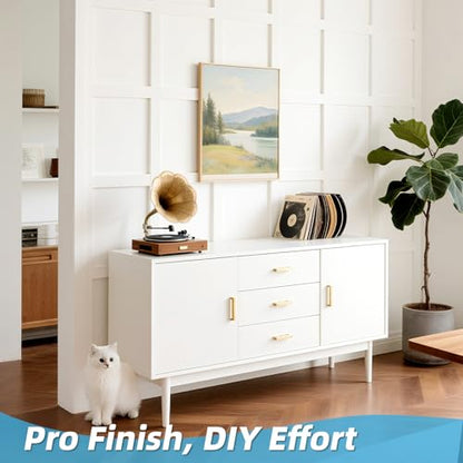 Art3d Premade Board and Batten Paintable Wainscoting Kit, MDF Accent Wall Panel for Kitchen Bedroom Living Room Home Decor Covers 94.5 x 54 in. Molding Trim Slat with Edge Strip - size: 94.5 x 54 Inch