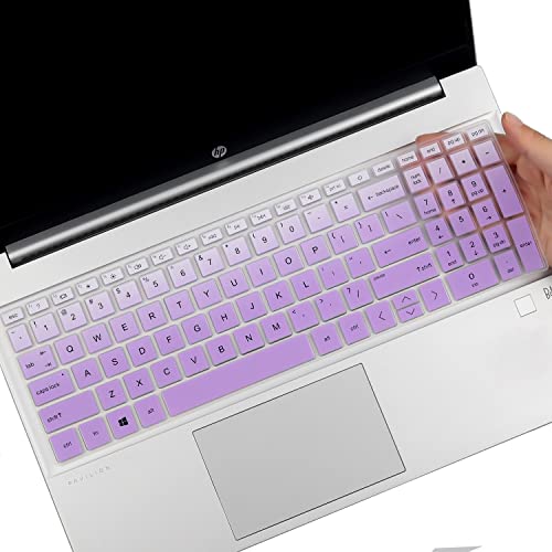 Keyboard Cover for HP Essential 17t, HP 17.3 Laptop 17-cn 17-cp 17z-cp300/cp200 17-cp3155cl 17-cp2025dx 17-cp3005dx 17-cp2331ds 17-cp0196nr 17-cp3005dx 17-cp3055cl 17-cp3155cl 17-cp0013dx 17-cp2099nr - color: GradualPurple(Regular Letters)
