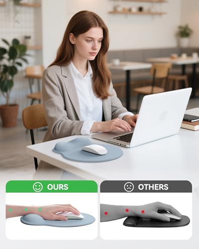 Laborio Mouse Pad with Wrist Rest, Ergonomic Mouse Pads for Desk, Office Non-Slip Mousepad with Gel Wrist Support(Light Blue, 10.6''L x 9''W) - color: Light Blue