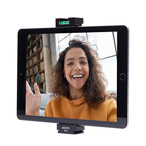 Movo TBR-1 Universal Tablet Tripod Mount with Cold Shoe for Mini Microphone, Aluminum, Compatible with iPad, Samsung Galaxy, Android Tablets and More