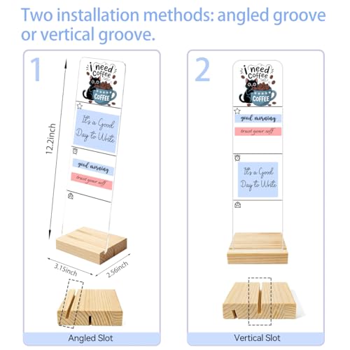 Sticky Notes Monitor Memo Board Acrylic Holder with Removable Wooden Base, I Need Coffee Logo Desk Set with 200 Sheets Two Sizes Sticky Notes, Office Desk Accessories Organizer - color: Coffee2