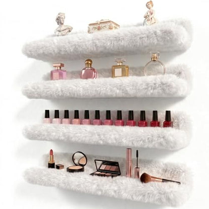 Care&More YJ 15 Inch Nail Polish Shelves, 4-Pack Fluffy Nail Polish Rack for Storing Nail Bottles, Sunglasses, Essential Oils, Plush Soft White - color: White