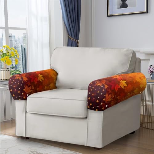 Maple Leaf Sofa Headrest Armrest Cover Set Non Slip Sofa Covers Furniture Slipcovers Soft Breathable Couch Headrest Protector Fade Resistant Print Head Protector Covers - color: Maple Leaf