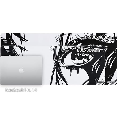 XL Anime Eyes Mouse Pad – Large Manga Girl Desk Mat 31.5x11.8 – Non-Slip, Water-Resistant, Stitched Edges – Aesthetic Japanese Gaming Mat - color: Anime, size: 31.5L x 11.8W inches