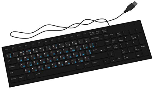 Russian Keyboard Stickers 2 Pack, Cyrillic Letter Overlay, None Clear - color: white/blue