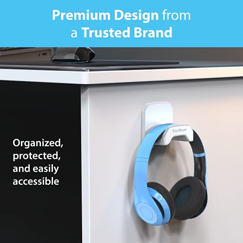TotalMount Gaming Headset Hanger – Includes Removable Adhesive Strips for Easy, Damage-Free Wall, Desk, or PC Mounting (White Headphone Hook with Premium Silicone Cradle – One Pack) - style: Premium White