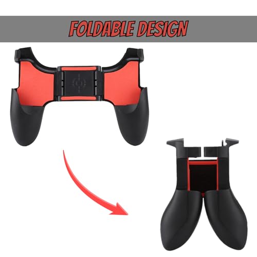 Mobile Game Controller, Low Latency Folding Gaming Joystick Fine Grind Arenaceous Handle Holder, Ergonomic Shooter Trigger Mobile Cell Phone Gamepad for PUBG
