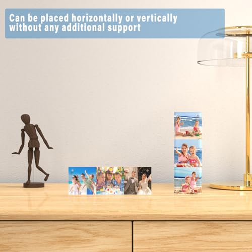 HELPLEX Acrylic Frame, 5 Pack 2x6 Acrylic Picture Frames Photo Booth Frame, 20mm Thicker Frameless Clear Double Sided Magnetic Frame, Free Standing Desktop Display - size: 2x6(5 PACK)