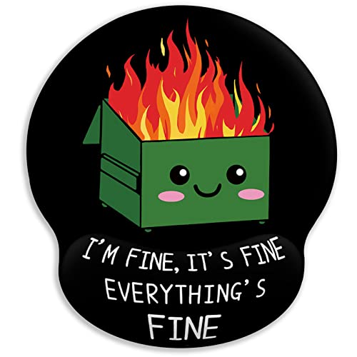 Ergonomic Mouse Pad with Wrist Support, Dumpster on Fire Mouse Pad with Wrist Rest, Gaming Mousepad with Non-Slip Pain Relief PU Base, Cute Mouse Pad for Desk Accessories Office Supplies Decor - color: Dumpster on Fire Black