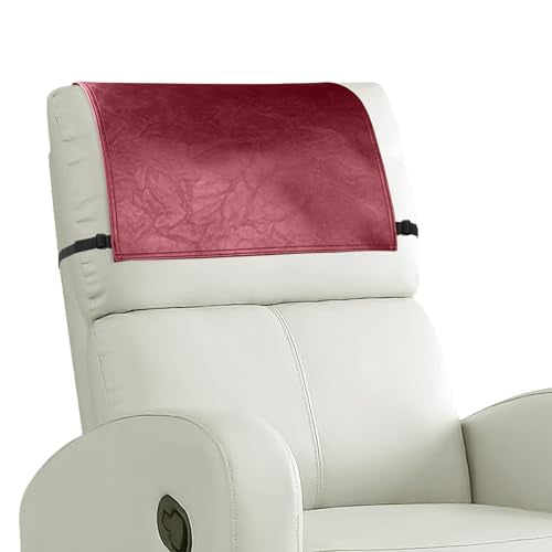 Headrest Cover for Recliner Chair Recliner Headrest Protector with Elastic Straps Faux Leather Headrest Cover Couch Head Rest Covers for Furniture Sofa Protector 17 x 27In(Wine Red) - color: Wine Red, size: 17x27 in