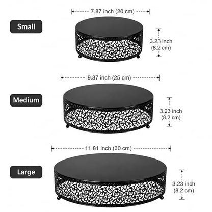 3-Piece Metal Cake Stand Set, Round Buffet Risers (8 to 12 Inch) – Sturdy Dessert Cupcake Pastry Candy Plate Stands for Wedding, Birthday Party & Event (3P-Matte Black) - color: Matte black, size: 3P-Round(8IN to 12 IN)