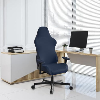 Stretch Gaming Chair Cover, Soft and Comfortable, Dust Protection, Modern Design, for Office Computer Racing Seat(Dark Blue) - color: Dark Blue