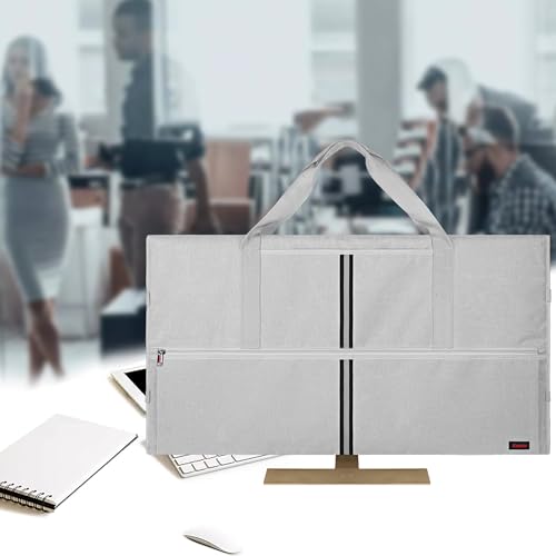 32 Inch Monitor Carrying Case, Travel Protective Bag for LCD Screens with Padded Velvet Lining, Waterproof & Shockproof Design-Light Gray - color: Light Gray