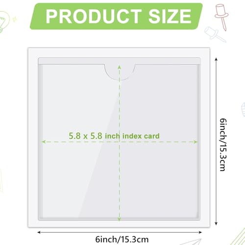 Outus 100 Pcs Index Card Pockets, 6 x 6 Inch Clear Self Adhesive Labels Pocket for Business, Plastic Label Sleeves with Top Open for Organizing Storage Bins Library Card Shelves Scrapbooks - size: 6 x 6 Inch