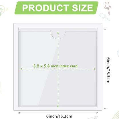 Outus 100 Pcs Index Card Pockets, 6 x 6 Inch Clear Self Adhesive Labels Pocket for Business, Plastic Label Sleeves with Top Open for Organizing Storage Bins Library Card Shelves Scrapbooks - size: 6 x 6 Inch