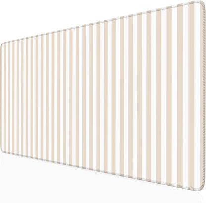 Beige Striped Desk Mat Cute Pastel XXL Large Gaming Mouse Pad Desk Pad Kawaii Aesthetic Home Office Decor Cozy Keyboard Laptop Computer Mat - color: A2- Beige