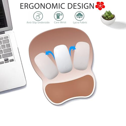 Ergonomic Mouse Pad with Wrist Rest, Comfortable Gel Concave Mouse Pad | Pain Relief Mouse Pads with Smooth Wrist Support for Office & Home Gradient Light Brown - color: Gradient Light Brown
