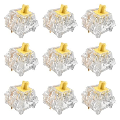 Zhouwang Crystal Yellow Switches, 3-Pin Pre-Lubricated Linear Switches, Dustproof and Waterproof for Mechanical Keyboards. (36Pcs) - color: Crysta yellow, size: 36Pcs