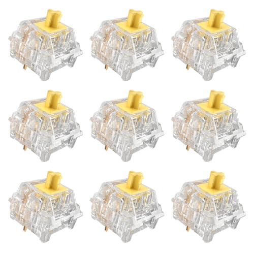 Zhouwang Crystal Yellow Switches, 3-Pin Pre-Lubricated Linear Switches, Dustproof and Waterproof for Mechanical Keyboards. (72Pcs) - color: Crysta yellow, size: 72Pcs