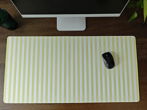 Yellow Striped Desk Mat Cute Pastel XXL Large Gaming Mouse Pad Desk Pad Kawaii Aesthetic Home Office Decor Cozy Keyboard Laptop Computer Mat - color: A2- Yellow