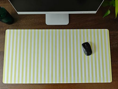 Yellow Striped Desk Mat Cute Pastel XXL Large Gaming Mouse Pad Desk Pad Kawaii Aesthetic Home Office Decor Cozy Keyboard Laptop Computer Mat - color: A2- Yellow