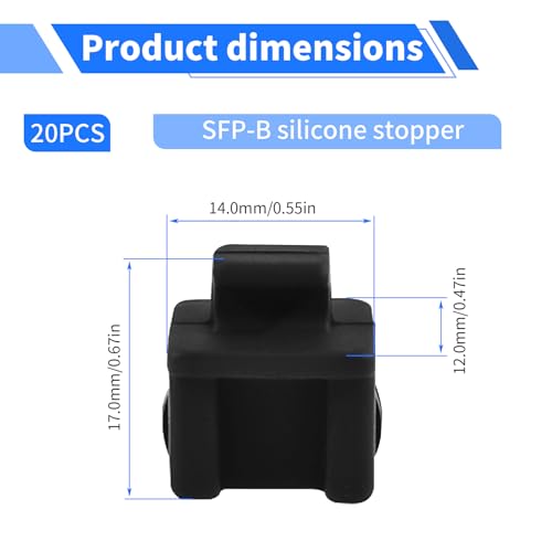 SFP-B Plug Protective Cover 20 Pcs Anti-Dust Protector Caps, Plug Protector Caps for SFP-B Female Ports and Computers Black Silica Gel - color: Black, size: SFP-B