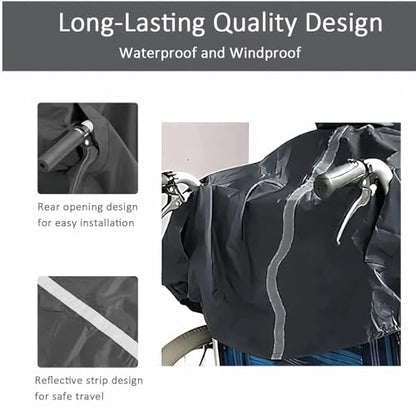 Waterproof Wheelchair Poncho, Windproof Rain cover adults Mobility Scooter Poncho Cape - color: Black