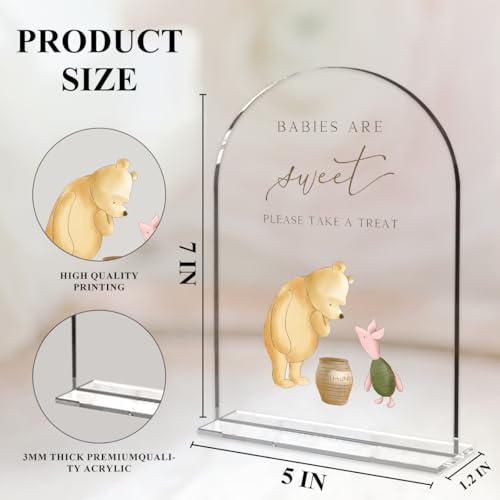 Cute Bear Baby Shower Sign Decor Arch Acrylic 5x7 Inch Sign 08 | Cute Bear Centerpieces Baby Shower & Event Gift Stations Dessert Table Decor - color: BSweet