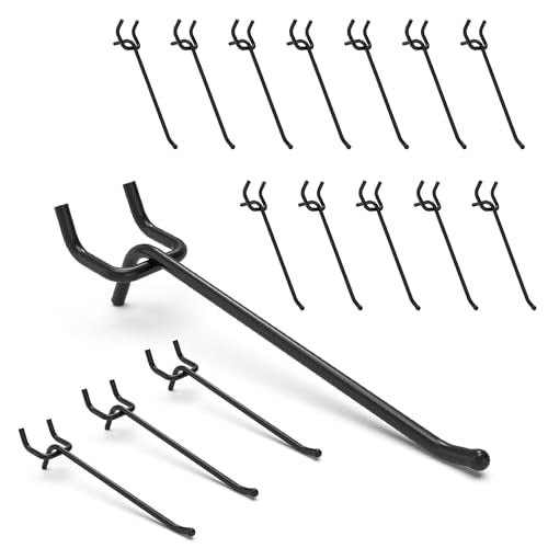 50PC 6" Pegboard Hooks for 1/4" Peg Board | Heavy Duty Black Metal Pegboard Hooks for Tools & Supplies, 30 lb Capacity Organizer Accessories for Garage, Store - size: 6 Inch
