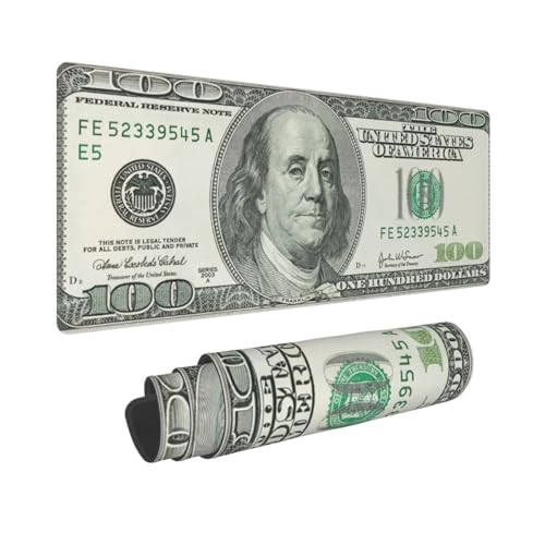 Money Gaming Mouse Pad, USA Dollar Large Extended Desk Mat 11.8X 31.5 inches with Non-Slip Base & Stitched Edges, Waterproof Desk Mat for Office, Home, Laptop, Computer Keyboard - color: Money_10