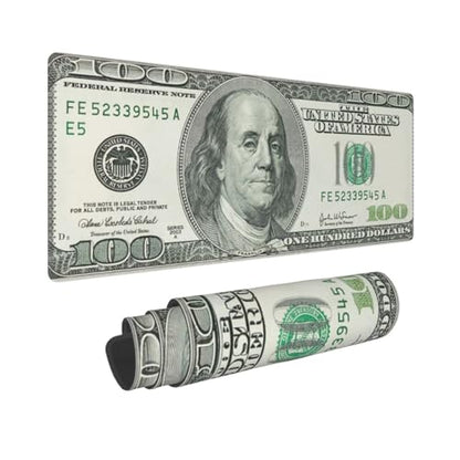 Money Gaming Mouse Pad, USA Dollar Large Extended Desk Mat 11.8X 31.5 inches with Non-Slip Base & Stitched Edges, Waterproof Desk Mat for Office, Home, Laptop, Computer Keyboard - color: Money_10