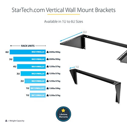 StarTech 1U Vertical Wall-Mount Patch Panel Rack, 125lb, TAA (RK119WALLV) - size: 1U