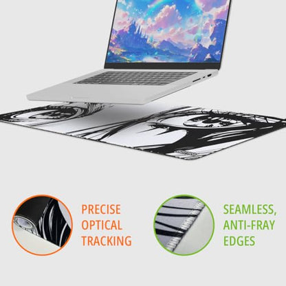 XL Anime Eyes Mouse Pad – Large Manga Girl Desk Mat 31.5x11.8 – Non-Slip, Water-Resistant, Stitched Edges – Aesthetic Japanese Gaming Mat - color: Anime, size: 31.5L x 11.8W inches