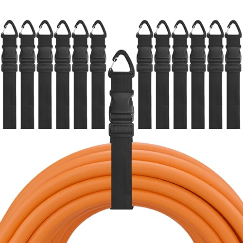 13PCS Heavy Duty Extension Cord Holder Organizer, 21.65IN Adjustable Storage Straps with Triangle Clips, 98lbs Capacity Hanger for Garage Organization, Workshop, RV&Garden Hose Management 1.5*21.65IN - color: 1.5inch Width, size: 21.65Inch Length
