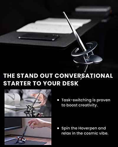 novium Hoverpen Interstellar - Space Black, Ballpoint Pen, Unique Conversational Starter, Premium Futuristic Design, Precision Flow Ink, German-engineered Ballpoint Cartridges - color: Space Black, style: Basic