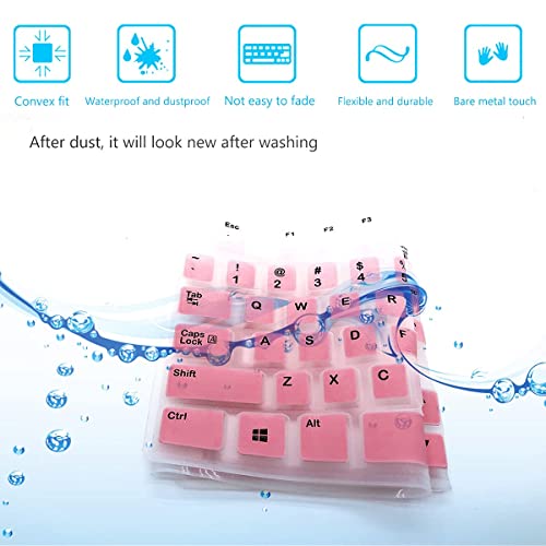 2 Pack Keyboard Cover for Logitech K120 & MK120 Ergonomic Desktop USB Keyboard, Logitech K120 & MK120 US Layout Waterproof Anti-Dust Keyboard Skin-OmbrePink+Clear - color: OmbrePinkClear
